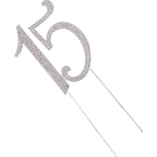 Glitter Crystal Rhinestone Numbers Anniversary Birthday Party Cake Topper 15