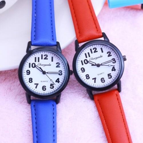 2019 chaoyada hot sale children students cute leather quartz watches girls boys kids cool gifts electronic clock montre enfant