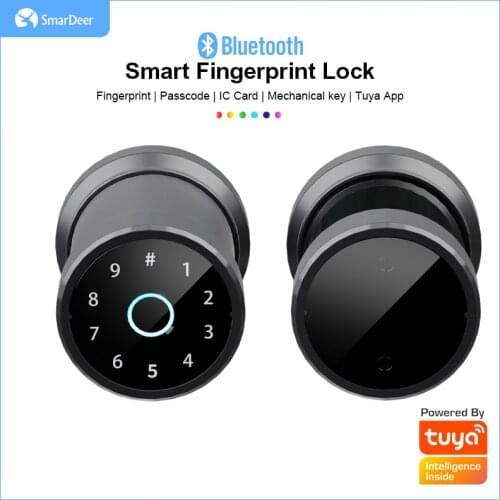 Tuya Smart Door Lock Bluetooth Zinc alloy fingerprint lock Smart spherical fingerprint door lock Indoor electronic code lock