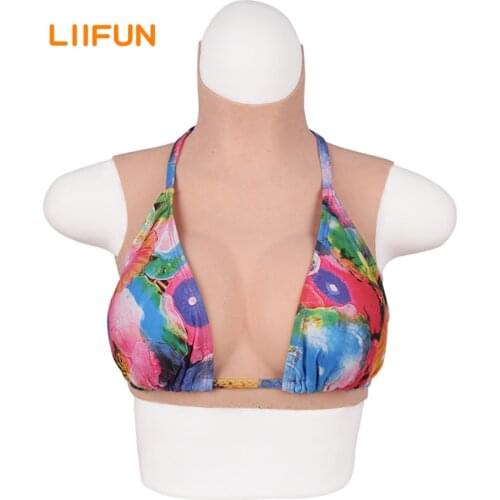 Liifun Artificial Silicone Breasts Forms Realistic Fake Boobs High Collar For Crossdressing Transgender Cosplay Drag Queen