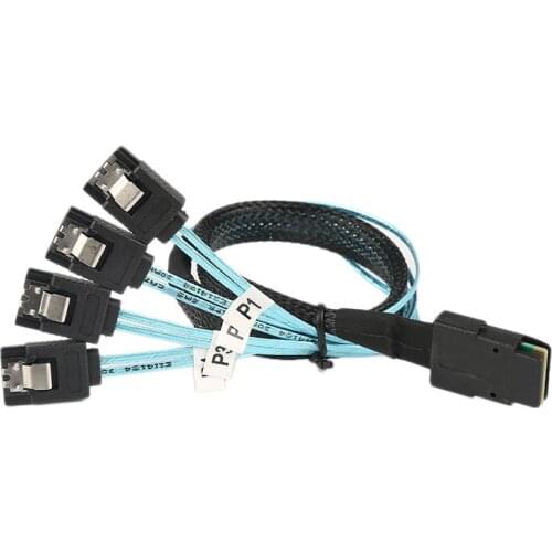 Jimier Mini SAS 4i SFF 8087 36P to 4 SATA 7p Internal Hard Disk Drive Cable 10Gbps 1m