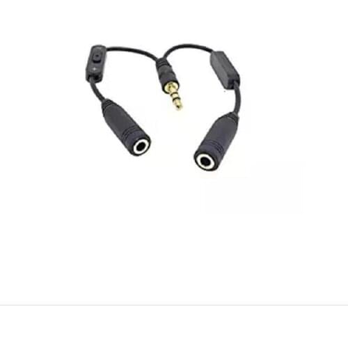 LBSC Black 3.5mm Stereo Male to Double 3.5mm Female Audio Headphone Y Splitter Cable with Volume Switch
