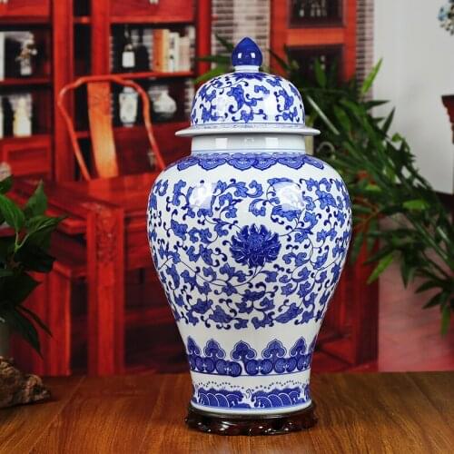 Jingdezhen Porcelain temple jar Large Blue And White Storage pot home and hotel ceramic Ginger jar vase