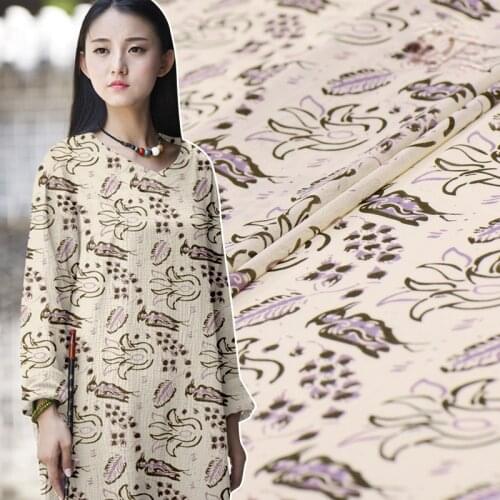 Chinese Printed Natural Mulberry Silk Linen Fabric Cheongsam for Dress Fabrics Wholesale Cloth Per Meter Sewing Material