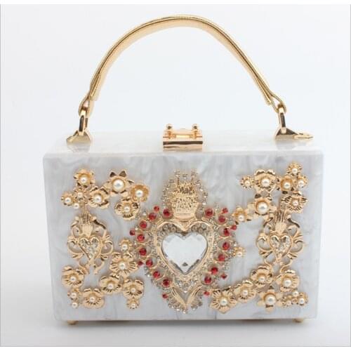 White Clear Acrylic Purse Gift Box Clutch Luxury Handbags Women Bags Designer Messenger Bag Travel Summer Heart Shape Hand Bags