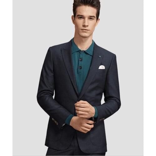 Handsome Groomsmen Peak Lapel Groom Tuxedos Mens Wedding Dress Man Jacket Blazer Prom Dinner (Jacket+Pants+Tie) 011