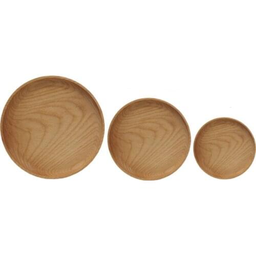 Round Wood Plant Saucer Plant Trays Wood Serving Tray Kongfu Trays 3PCS/SET
