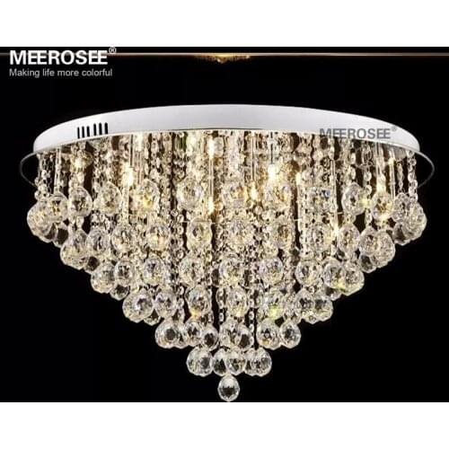 Round Crystal Chandelier Light Fixture G4 Surface Mounted Lustres de cristal Lighting for Living Room Bedroom Lamparas de Techo