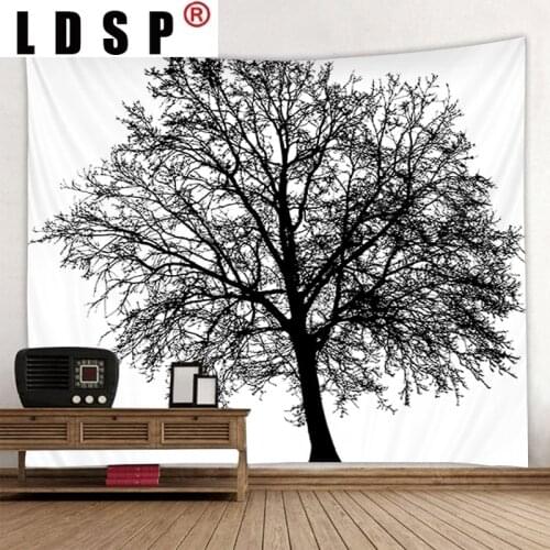 LDSP Tree Forest Sky Moon Tapestry Hanging Covering Rugs Background Cloth Beach Mat Blanket Art Bedroom Living Room Home Decor