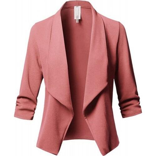 Pink Shawl Collar Elegant Office Ladies Workwear Blazer Long Sleeve Regular Fit Minimalist 2021 Women Autumn Blazer