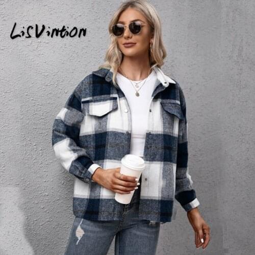 Блузки в клетку LisVintion China At AliExpress