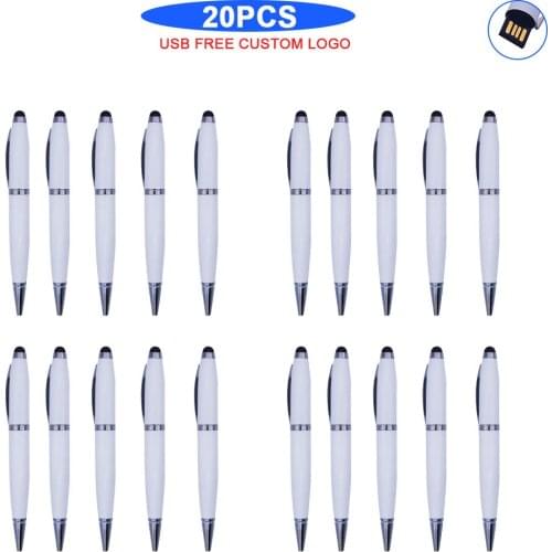 20pcs/lot Metal USB2.0 Flash Drive memory stick pen drive128GB 64GB 32GB 16GB 8GB 4GB Ballpoint pen pen drive For wedding