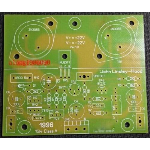 One Pair JLH1996 15W Class A Power Amplifier Board Bare PCB OCL Circuit