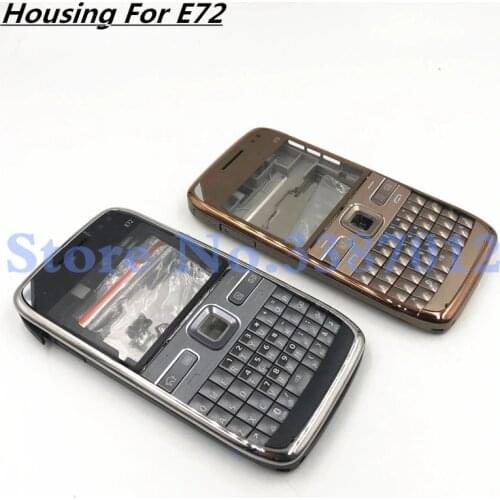 Original For Nokia E72 Housing Front Faceplate Frame Cover Case+Back cover/battery door cover+English Keypad+Logo