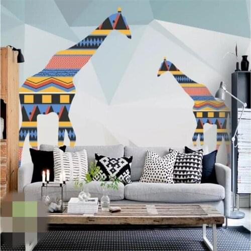 Custom wallpaper simple abstract geometric giraffe TV background wall decoration - high-grade waterproof material