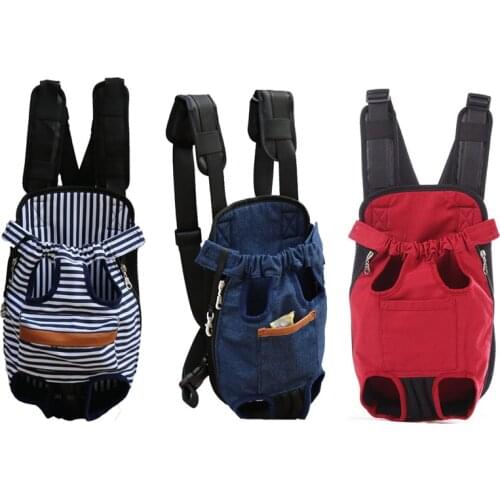 Portable Outdoor Cat Breathable Striped Canvas Bag with Pocket Backpack Puppy Travel Carrier for Small Dog Pet Prodcuts