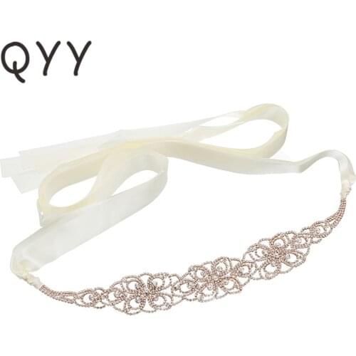 Bride Strass Dress Belt Rhinestone Wedding Accessories Decoration Rose Gold Color Sash Bridal Belts Bridesmaid Prom Jewelry