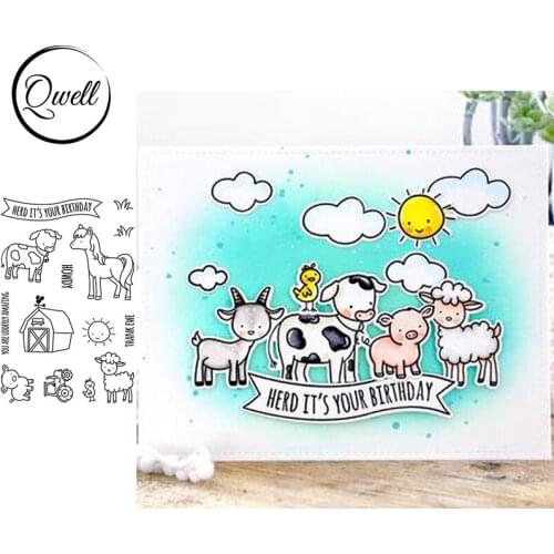 QWELL 4*6 inch Clear Transparent Stamps Cow Horse Goat Horse Pig Chicken Brother Barn Sun Car Grass DIY Scrapbooking 2020 New