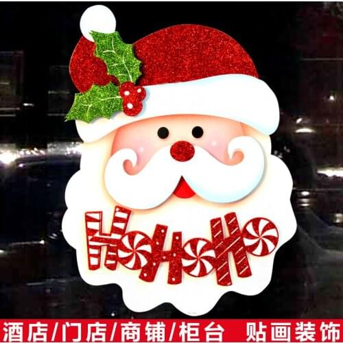 Christmas ornaments glass window stickers stickers stickers Christmas Santa Claus ornaments door hanging wall stickers