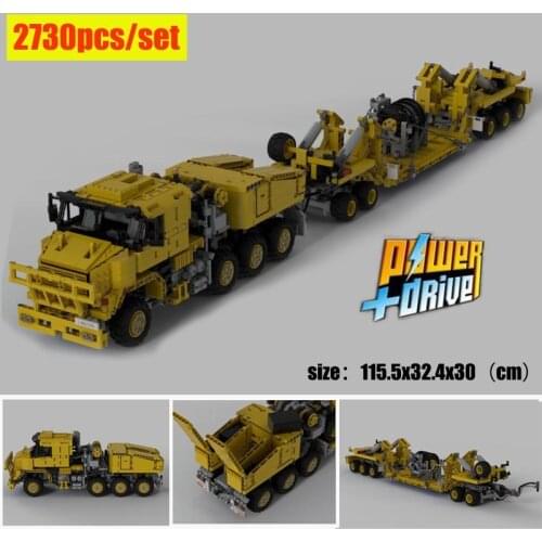 RC Motor Power Functions Oshkosh M1070 Civil-Version Tractor with Heavy Duty Trailer fit MOC-34732 Building Blocks Bricks Toys