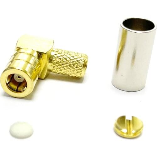 2PCS SMB Female Jack RF Coax Connector Crimp for RG58 RG142 LMR195 Cable right angle Goldplated NEW wholesale wire terminal