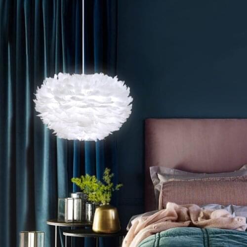 Modern Pendant Lights Feather Lamp Nordic Hanging Lamp Goose Feather Pendant Lamp For Bedroom Living Room Loft Lights