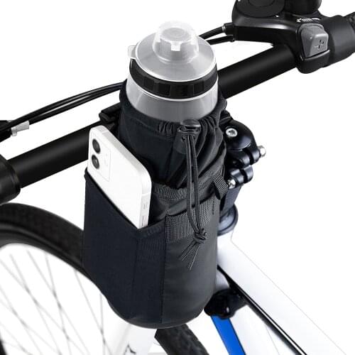 Bike Handlebar Bottle Bag, Holder Water Bottle Bag Cycling Frame Strap-On Waterproof Storage Pouch with Shoulder Strap for Daily