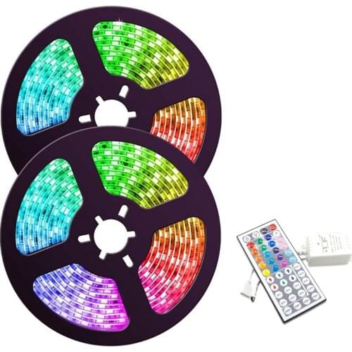 10M LED Light Strip RGB 3528 600LED Waterproof Flexible Light Strip with 44 Key Remote Controller for Bedroom Christmas