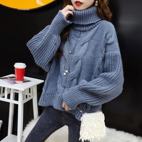 Thickened Women Turtleneck Sweater Winter Warm Christmas Women Sweater Loose Long Sleeve Knit Tops Spring Womens Pullover