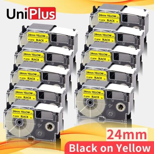 UniPlus Compatible Casio Label Tape 24mm XR Tape XR24YW Black on Yellow Ribbon Label Cassette for Casio Label Maker KL-C500 430