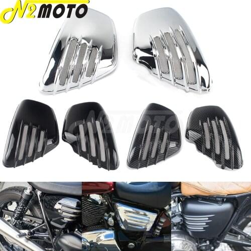 Black/Chrome/Carbon ABS Plastic Motorcycle Left & Right Side Battery Cover Protector For Yamaha 700 750 1000 1100 Virago 1984-Up