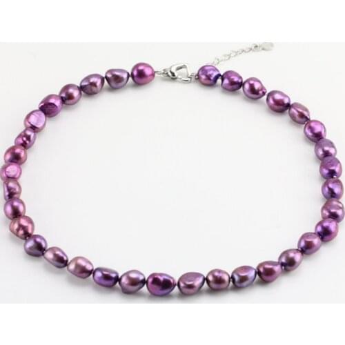 Mauven Pearl Necklace,8-9mm Real Freshwater Baroque Pearl Necklace,Perfect Girl Gift Jewelry