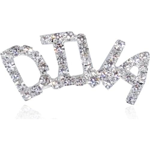 Silver Color Clear Rhinestone Hand-made Brooch Jewelry "DIVA" Word Pin