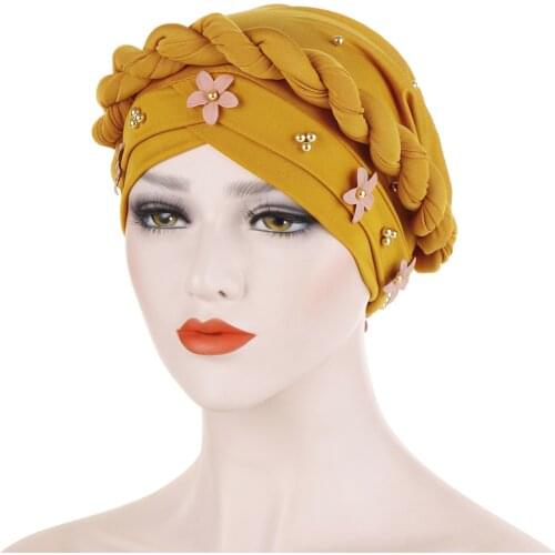 Women Fashion Flower Muslim Scarf Hijabs Hat Women India Hat Turban Hat Wrap Cap Head Scarf Headscarf Hat Women Hair Accessories