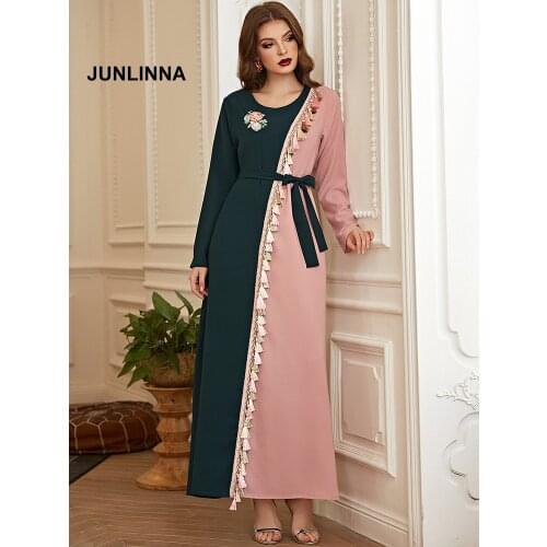 Ayaba Dress Craft Rhinestone Tassel Fashion Women Panelled Colours Dresses Fashion New Vintage Robe Loose Vestidos