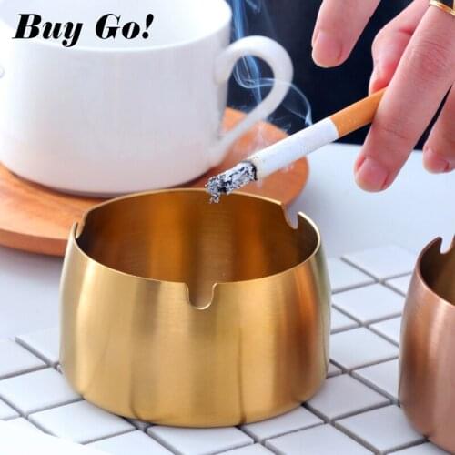 1PC Round Durable 3 Sizes Ash Tray Stainless Steel High Temperature Resistant Coverless Ashtrays Tobacco Bowl Desktop Ash Holder