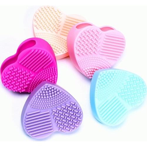 3pc Colorful Heart Shape Clean Make up Brushes Wash Brush Silica Glove Scrubber Board Cosmetic Cleaning Tools for makeup brushes