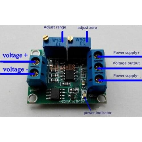 5pcs Voltage to Current Signal Transmitter 0-3.3/5/10/15V to 4-20mA Linear conversion