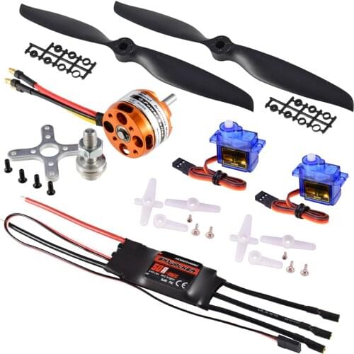 9imod D3530 1100KV Brushless Motor Hobbywing 50A ESC 9G Micro Servo 10*5E Prop Power System Combo Set for RC Fixed Wing
