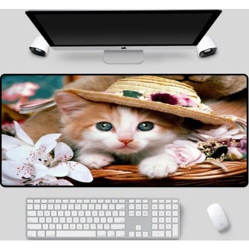 Mairuige Large size cute kitten pattern table mat e-sports high-speed non-slip keyboard pad home office essential mouse pad