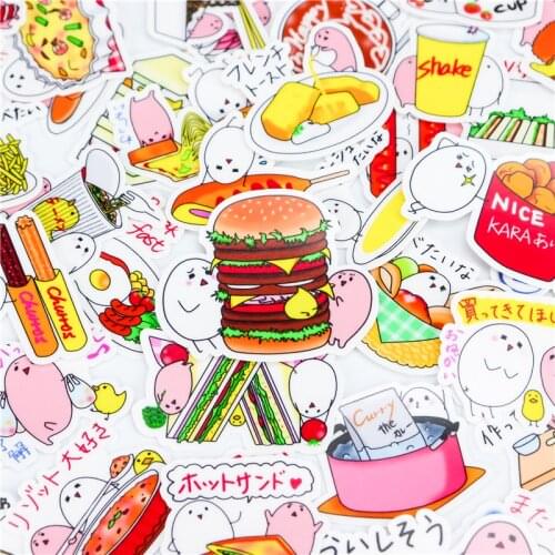 39pcs Cute Kawaii Happy breakfast food Stickers Package Decorative Stationery Stickers Scrapbooking DIY Diary Album Scrapbook