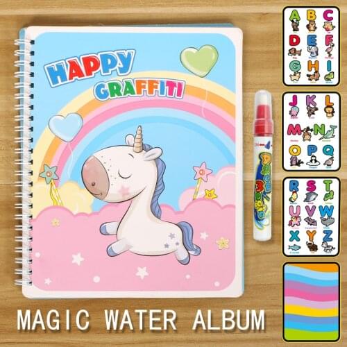 Kids Drawing Toys Montessori Coloring Book Doodle & Magic Pen Painting Drawing Board Water Drawing Book Children Birthday Gift