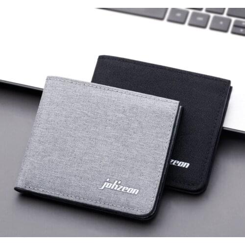 Canvas wallet mens short student thin trendy ultra-thin personality wallet simple can put drivers license multi-card trend bra