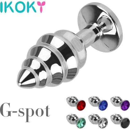 IKOKY Thread Anal Plug Stainless Steel Spiral Stimulation Massager SM Products Jewelry Metal Butt Plug Sex Toy for Couples