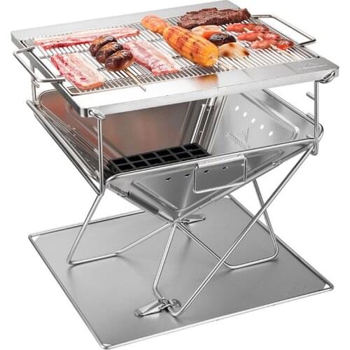 Incinerator to increase and thicken type barbecue grill stainless steel folding barbecue grill grill