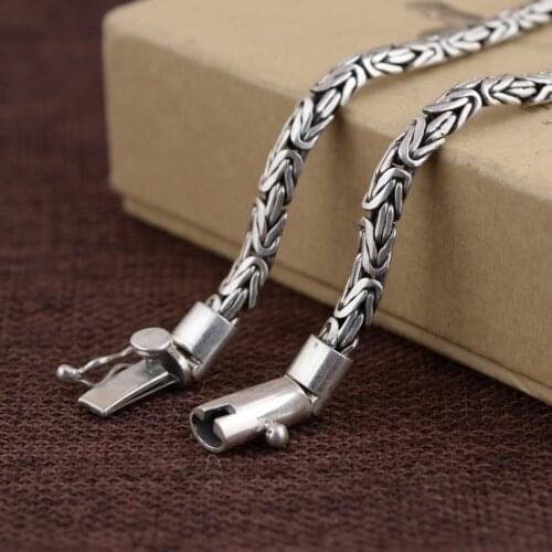 Intime Jewelry S925 Silver Necklace Antique Technology Simple Men Weave Style Necklace