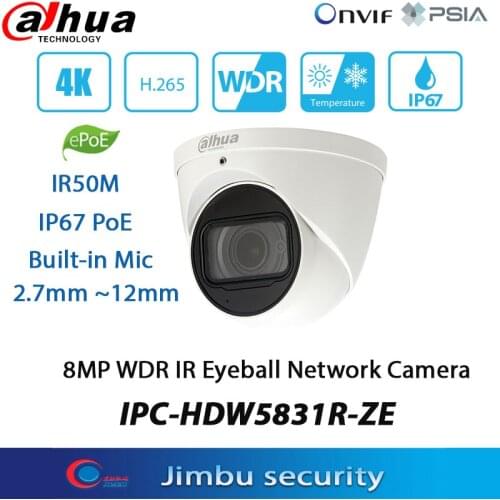 Dahua 8MP IP camera IPC-HDW5831R-ZE 4K WDR IR50m Eyeball POE 2.7mm~12mm motorized lens dahua 8mp IP67 HDW5831R-ZE