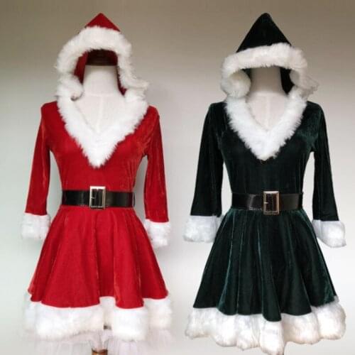 Red Green Christmas Uniform Party Costume DS Performance Stage Costume Photo Photography Three-quarter Sleeve Christmas Costume