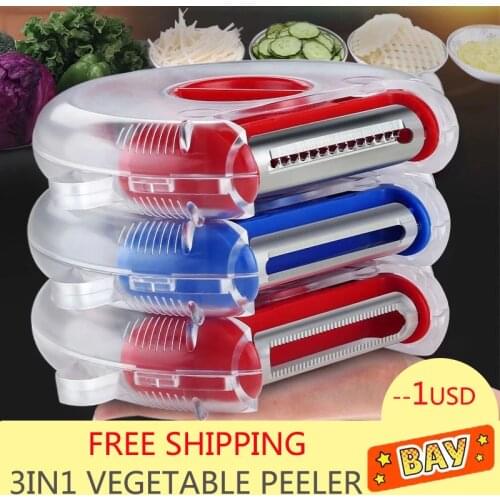 Kitchen Tools Fruit and Vegetable Peeler Vegetable Shredding Tool Stainless Steel Blade Easy To Clean Replace Function 3 In 1