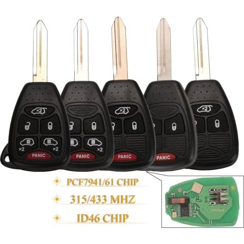 Kutery 10pcs 3/4/5/6 Buttons Remote Car Key 315/433Mhz For Dodge Ram Jeep Commander Compass Grand Cherokee Liberty Chrysler